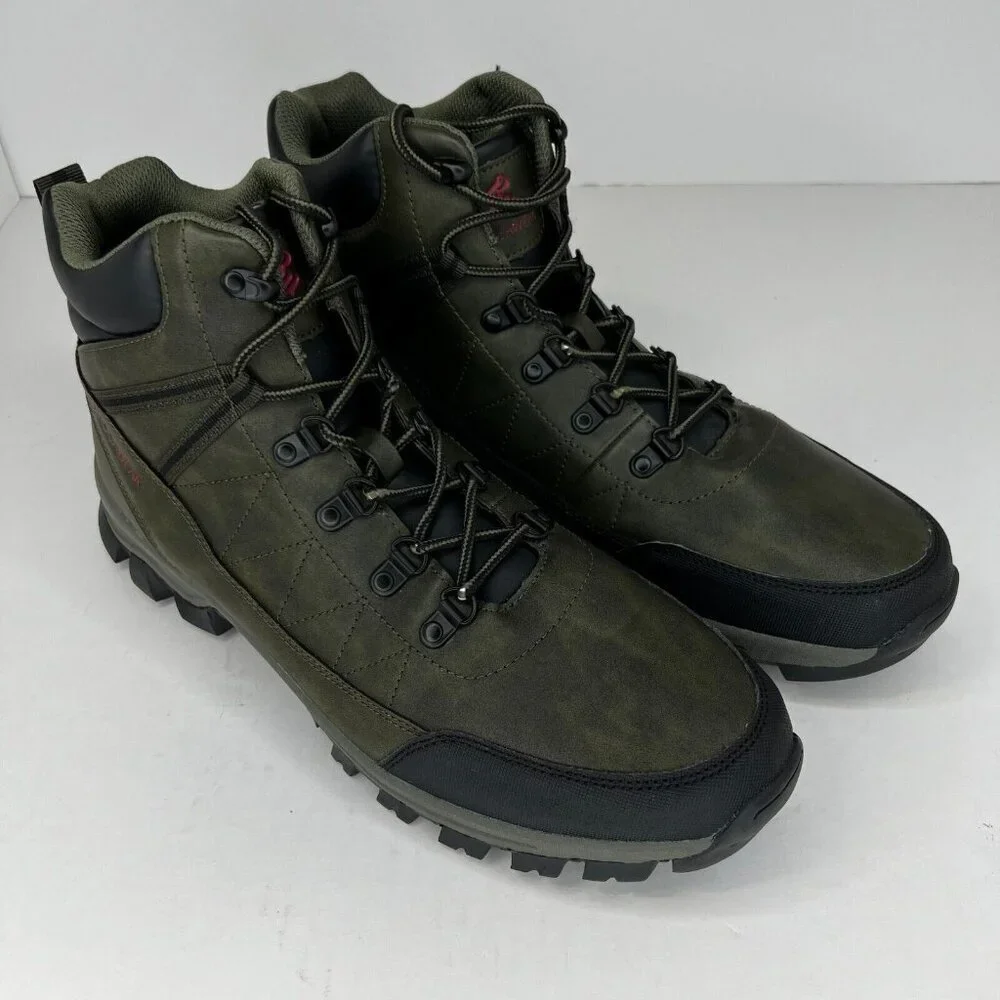 Rocawear Mens Madrid Green Lace Up Solid Faux Leather Size 13 Combat Ankle Boots